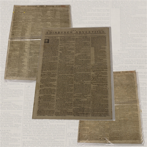 Three (3) 1813 Edinburgh Newspapers w/Various Leith Links Medal Results & Silver Club & other Content