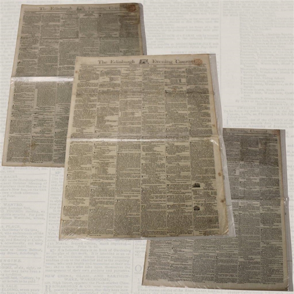 Three (3) 1832-1834  Edinburgh Evening Newspapers w/Various St Andrews Captain, Silver Club, Gold Medal & other Content