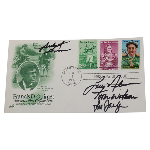US Open Champs Watson, Nelson, Janzen & Green Signed 1988 Francis Ouimet FDI Cachet JSA ALOA