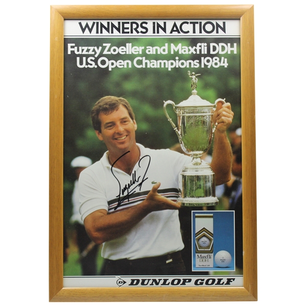 Fuzzy Zoeller Signed 1984 US Open Dunlop Golf Advertisement Poster - Framed