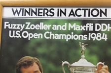 Fuzzy Zoeller Signed 1984 US Open Dunlop Golf Advertisement Poster - Framed