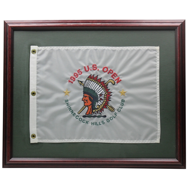 1995 US Open at Shinnecock Hills Embroidered Flag - Framed