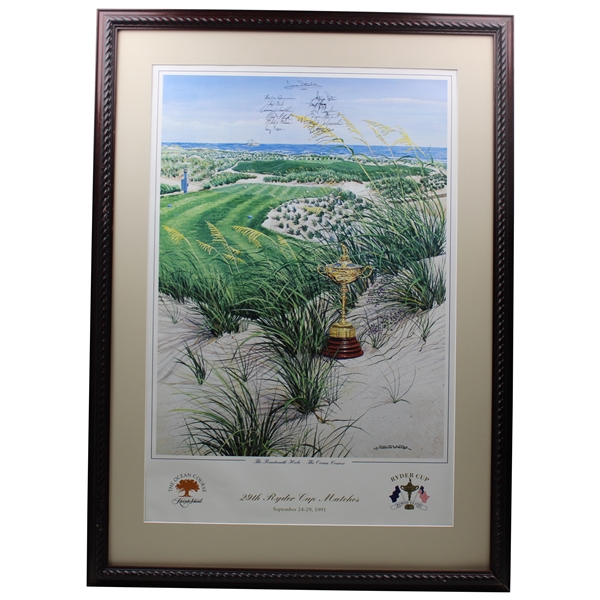 1991 Ryder Cup at Kiawah Island US Team Official Poster By Gordon Wheeler - Framed