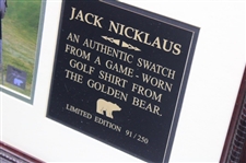 Jack Nicklaus Authentic Ltd Ed 91/250 Swatch From Game Worn Shirt from The Golden Bear - Framed