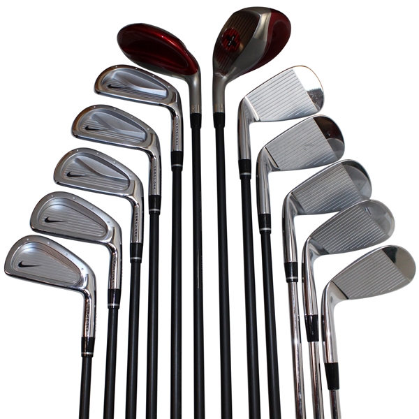 Tiger Woods Nike Pro Combo c.2003 3-9 Forged Irons w/Pitching, 56 & 60 Wedges & Dual Hybrids