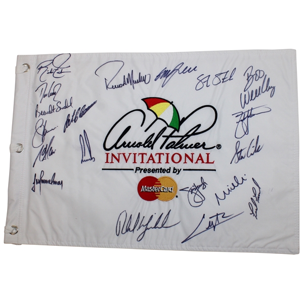 PGA Stars Multi-Signed Arnold Palmer Invitational White Embroidered Flag JSA ALOA