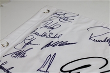 PGA Stars Multi-Signed Arnold Palmer Invitational White Embroidered Flag JSA ALOA