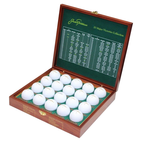Jack Nicklaus 20 Major Victories Collection Golf Balls in Original Wood Box w/Titles & Summary
