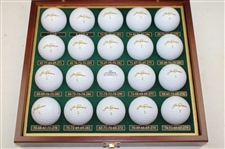 Jack Nicklaus '20 Major Victories Collection' Golf Balls in Original Wood Box w/Titles & Summary