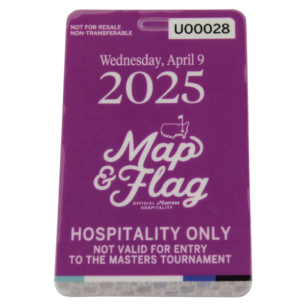 2025 Masters Map & Flag Official Hospitality Only Wednesday Badge #U00028 - Rory Career Grand Slam!