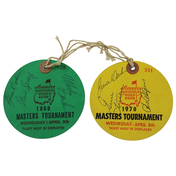 Multi-Signed 1969 & 1970 Masters Tournament Wednesday Tickets JSA ALOA