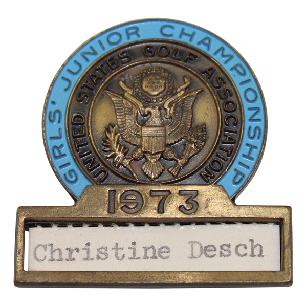 1973 US Junior Girls Open at Somerset Hills CC Contestant Badge - Amy Alcott Winner