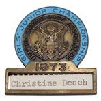 1973 US Junior Girls Open at Somerset Hills CC Contestant Badge - Amy Alcott Winner