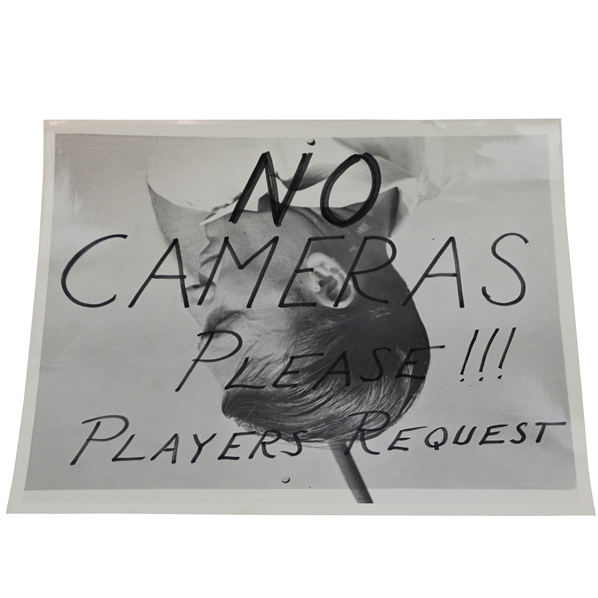 Ben Hogan Photo W/ No Cameras Please Makeshift Tournament Sign