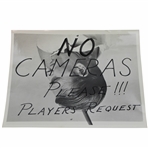 Ben Hogan Photo W/ No Cameras Please Makeshift Tournament Sign