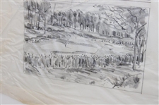 Ben Hogan & Lloyd Mangrum Original Pencil Illustrations on Paper