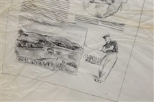 Ben Hogan & Lloyd Mangrum Original Pencil Illustrations on Paper