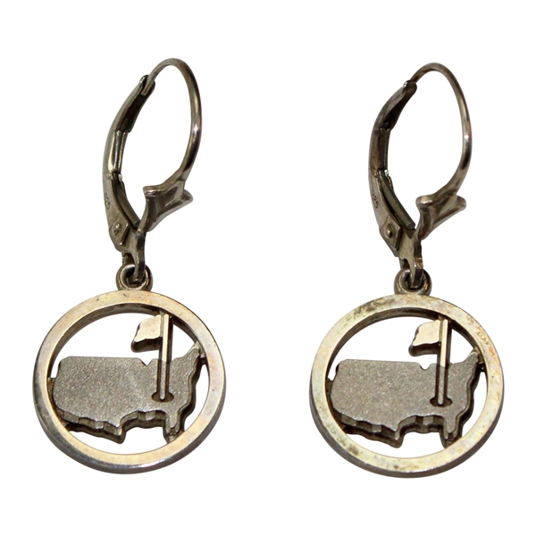 Masters Tournament Logo Sterling Silver Map Earrings in Original Bag & Box