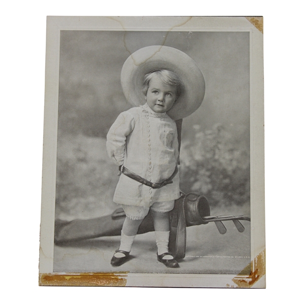 1905 Golfing Child Mothers Oats are the Oats for me Embossed Premium Photo Card Advertisement