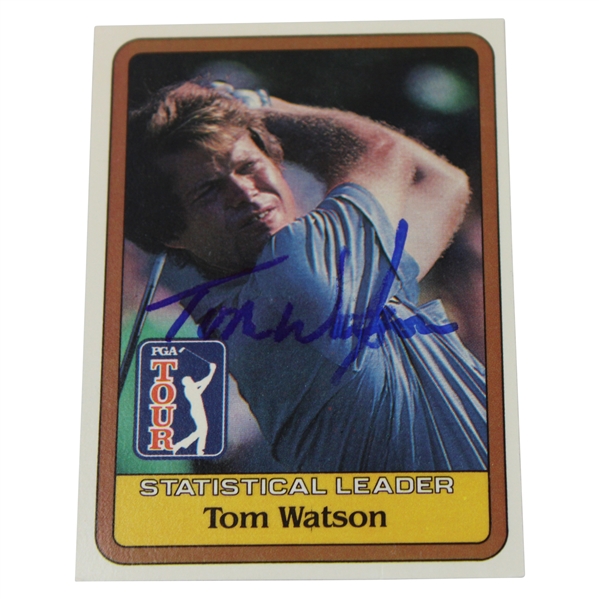 Tom Watson Signed 1981 Donruss PGA Tour Statistical Leader Golf Card JSA ALOA