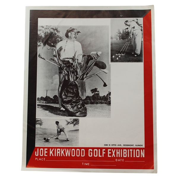 Joe Kirkwood Golf Exhibition at Rosemont, Ill. Unmarked Advertisement Poster