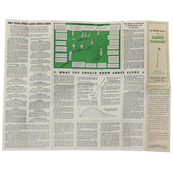 1940 The PGA System of Caddie Standards Brochure
