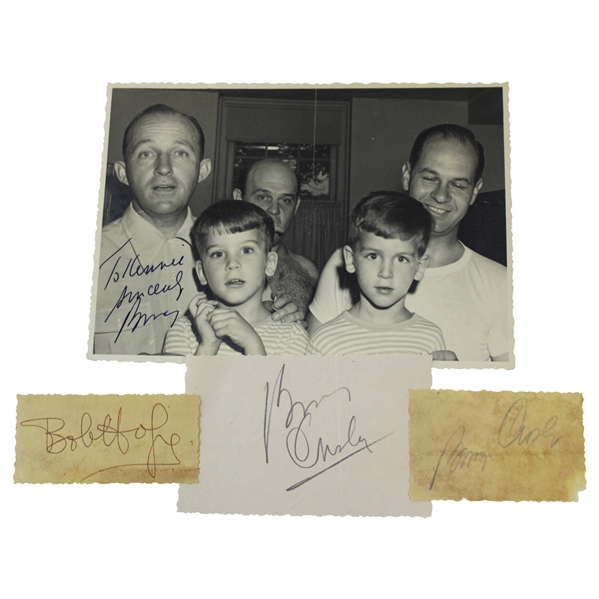 Bing Crosby Signed Photo w/(2) Bing Crosby & (1) Bob Hope Signed Cuts JSA ALOA