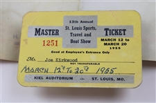 Joe Kirkwood Sr. Signed 1921 Touring Agreement, 1955 St. Louis Sports, Travel & Boat Show Master Ticket & Leather Passport Holder