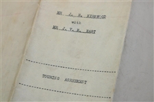 Joe Kirkwood Sr. Signed 1921 Touring Agreement, 1955 St. Louis Sports, Travel & Boat Show Master Ticket & Leather Passport Holder