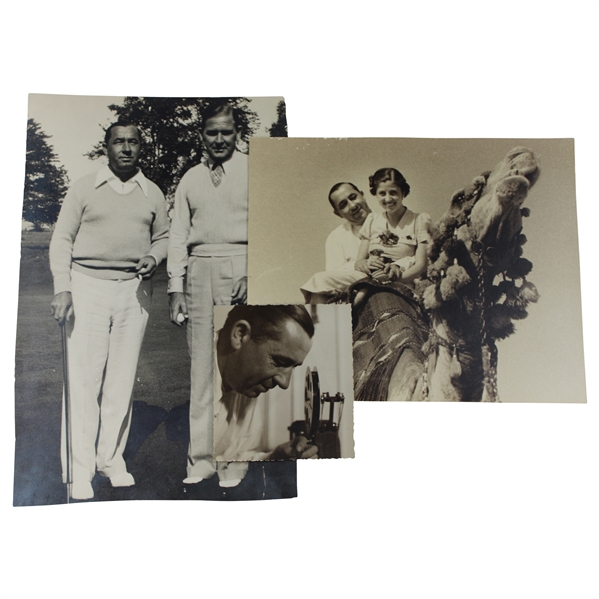 Three (3) Walter Hagen Original Photos - Camel, w/Kirkwood & 1937 Movie Projector