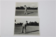Two (2) Walter Hagen Original Swing Photos & 1937 Hagen-Kirkwood Exhibition Advertisement