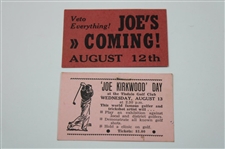 Three (3) c.1950's Joe Kirkwood Golf Exhibition Advertisement Pieces & (3) Tickets
