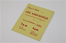 Three (3) c.1950's Joe Kirkwood Golf Exhibition Advertising Pieces, Guest Tag & Two (2) Tickets