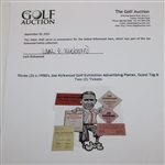Three (3) c.1950's Joe Kirkwood Golf Exhibition Advertising Pieces, Guest Tag & Two (2) Tickets