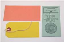 Joe Kirkwood's c.1950's Dunlop Advertising Card, Exhibition Advertisement Piece & Four (4) Tickets