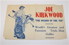 Joe Kirkwood's c.1950's Dunlop Advertising Card, Exhibition Advertisement Piece & Four (4) Tickets