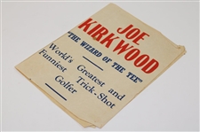 Joe Kirkwood's c.1950's Dunlop Advertising Card, Exhibition Advertisement Piece & Four (4) Tickets