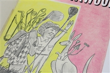 Original Pencil & Watercolor Joe Kirkwood w/ Kangaroo Cover Art Drawing