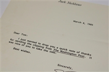 Jack Nicklaus Signed 1985 Typed Letter on Personal Letterhead JSA #CI13178