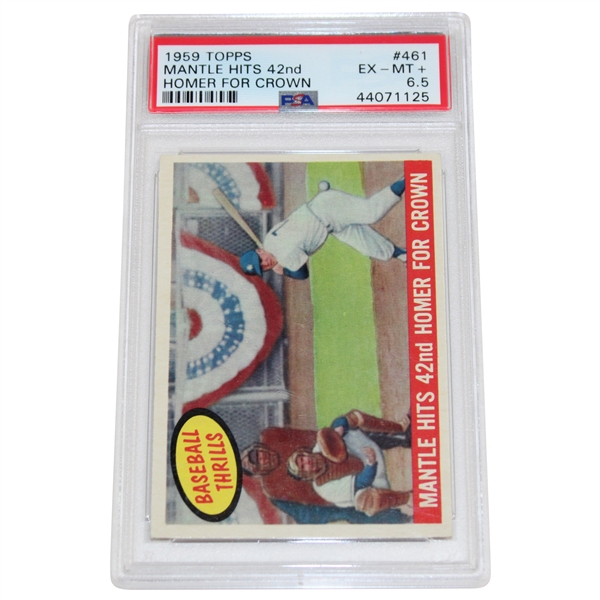 1959 Topps #461 Mickey Mantle Hits 42Nd Homer For Crown Card PSA EX-MT 6.5 #44071125