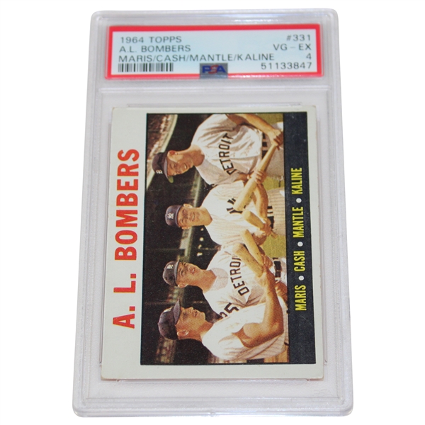 1964 Topps #331 A.L. Bombers Roger Maris/Cash/Mickey Mantle/Al Kaline Card PSA VG-EX 4 #51133847