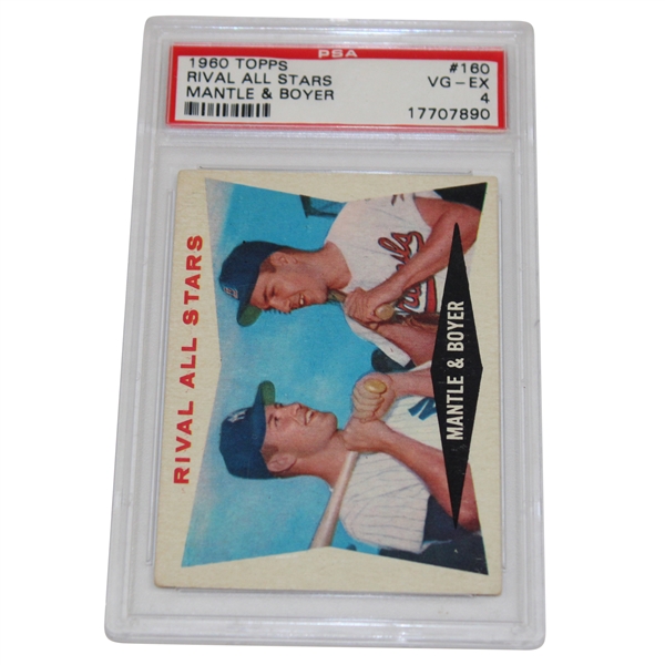 1960 Topps #160 Rival All Stars Mickey Mantle & Ken Boyer Card PSA VG-EX 4 #17707890