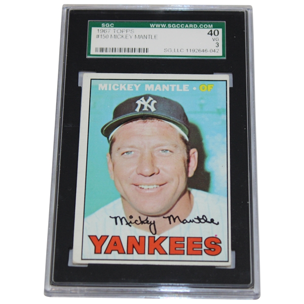 1967 Topps #150 Mickey Mantle Card SGC Very Good 4 #1192646-042