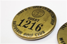 1980 & 1981 US Open Guest Badges #1216 & #690 - Baltusrol (Nicklaus) & Merion