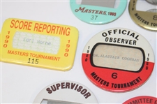 1970, 1980, 1990 (x2), 1993 (x2) & 1994 Masters Press/Supervisor/Official/Observer& other Official Badges