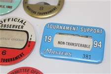 1970, 1980, 1990 (x2), 1993 (x2) & 1994 Masters Press/Supervisor/Official/Observer& other Official Badges