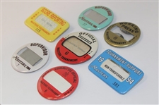 1970, 1980, 1990 (x2), 1993 (x2) & 1994 Masters Press/Supervisor/Official/Observer& other Official Badges