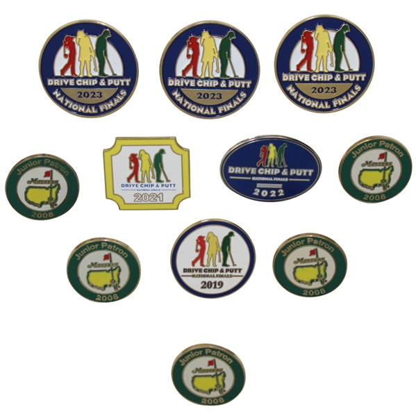 Six (6) Masters National Drive Chip & Putt Finals Pins w/Five (5) 2008 Junior Patron Pins