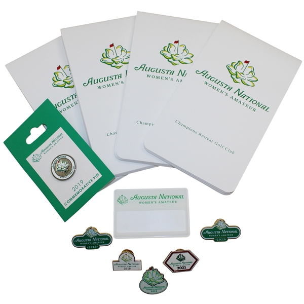 Augusta National Womens Amateur Yardage Guides, Pins, Name Tag & other - Eleven (11) Items Total