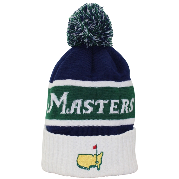 Masters Tournament White/Green/Navy Cotton Beanie Cap - New w/Tags